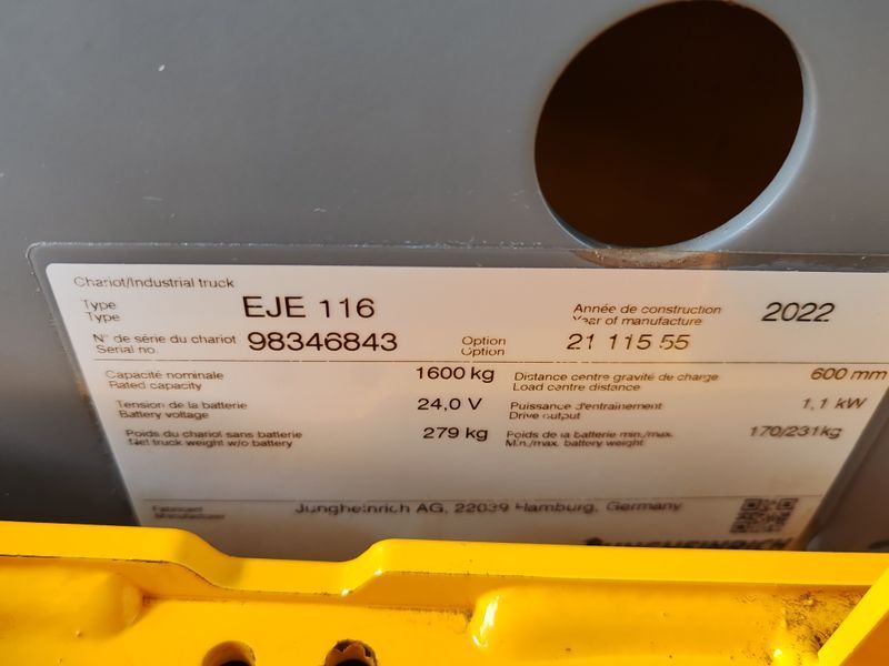 Jungheinrich EJE 116 2022y/ 1800mh &mdash; used warehouse equipment | Booster Lift