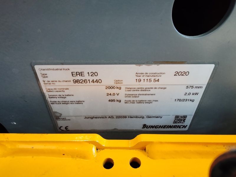 Jungheinrich ERE 120 2131h/ 2t/ 2020y &mdash; used warehouse equipment | Booster Lift