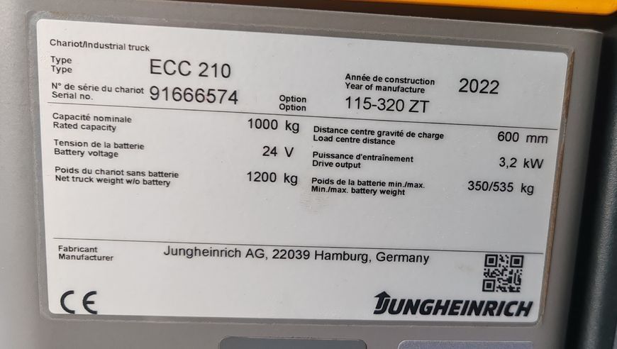Jungheinrich ECC 210 3.2m/ 1031mh/ 2022y &mdash; used warehouse equipment | Booster Lift