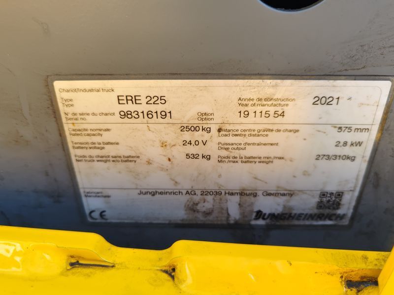 Jungheinrich ERE 225 2021y/ 1836mh &mdash; used warehouse equipment | Booster Lift